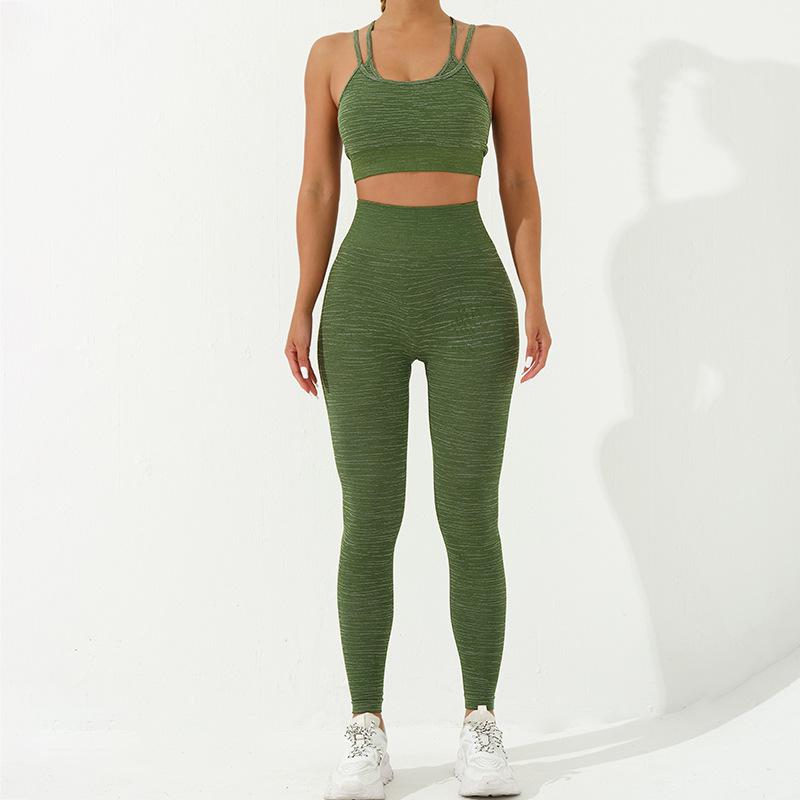 Seamless Yoga Set Women's Shockproof Yoga Suit Sports Tank Top Underwear  High Waist Yoga Pants Fitness Pants 3 PCS/ Set